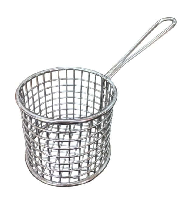 ตะกร้าเสิร์ฟสแตนเลสทรงกลมมีหูจับ KCW CW0193-94 ขนาด 9x8 ซม.